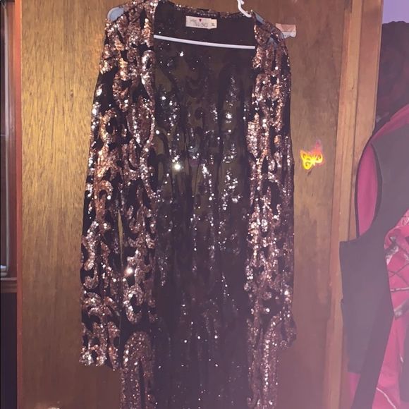 Rose Gold and black sequin duster - Picture 3 of 5